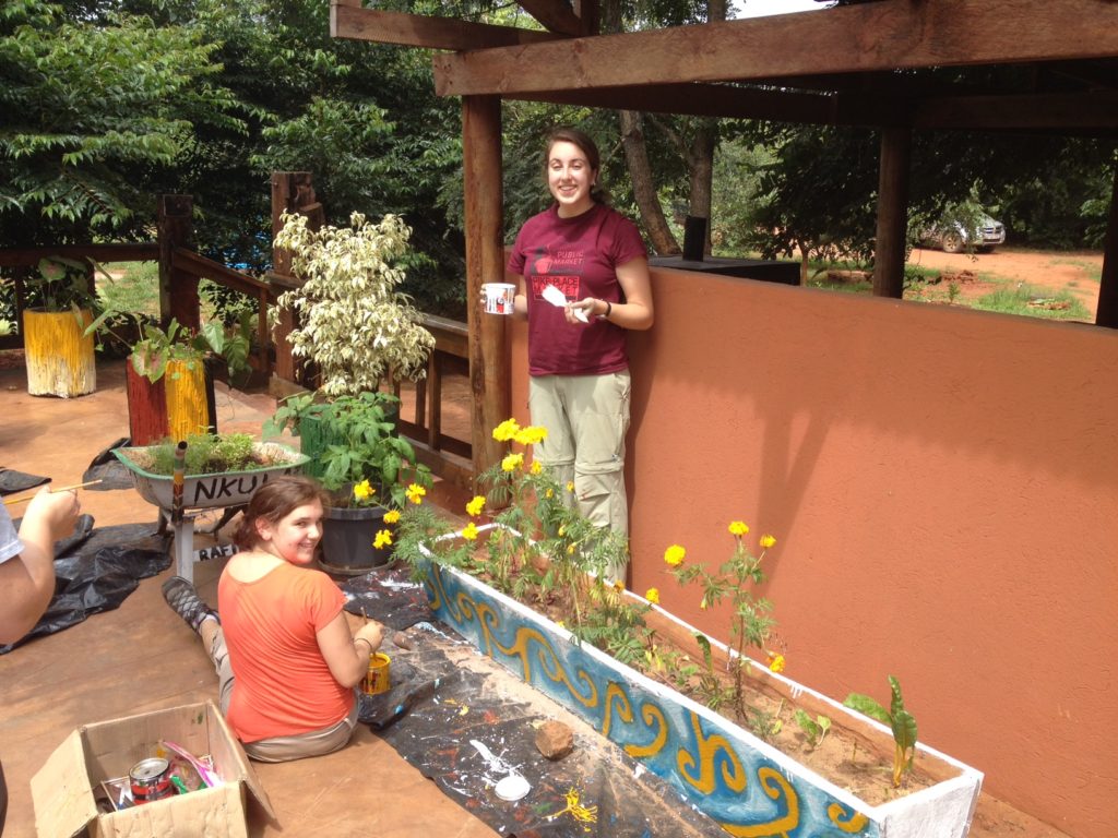 Working on the gardens at Ziwa. 