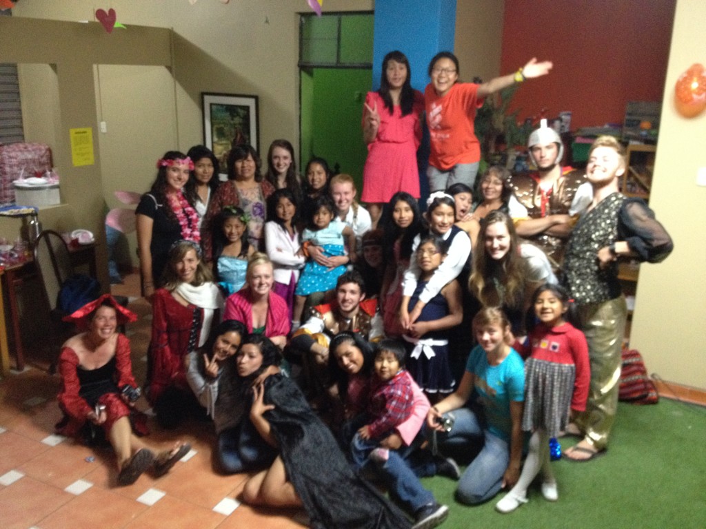 INTI group celebrating with all the girls at the Albergue in Arequipa