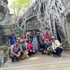 students in angkor wat complex