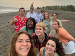 selfie group smile beach sky