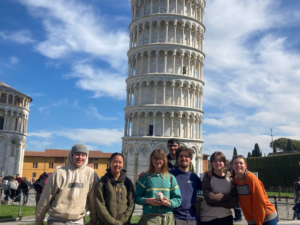 Our group posing in front of The Tower of Pisa