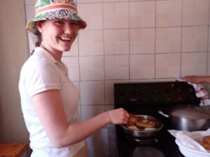 Learning to cook vetkoek with my host mother, Kamamma Susan