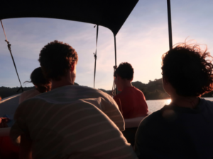 boat ride sunset silhouette