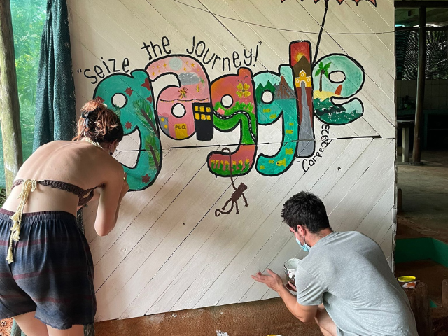 finishing the gaggle mural