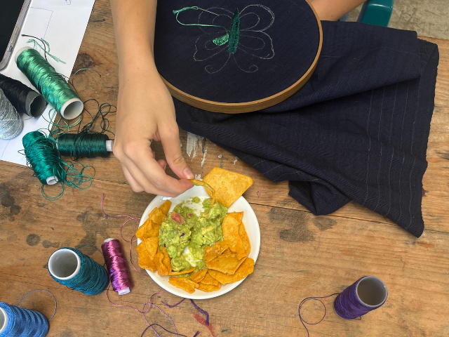 chips and guac and embroidery